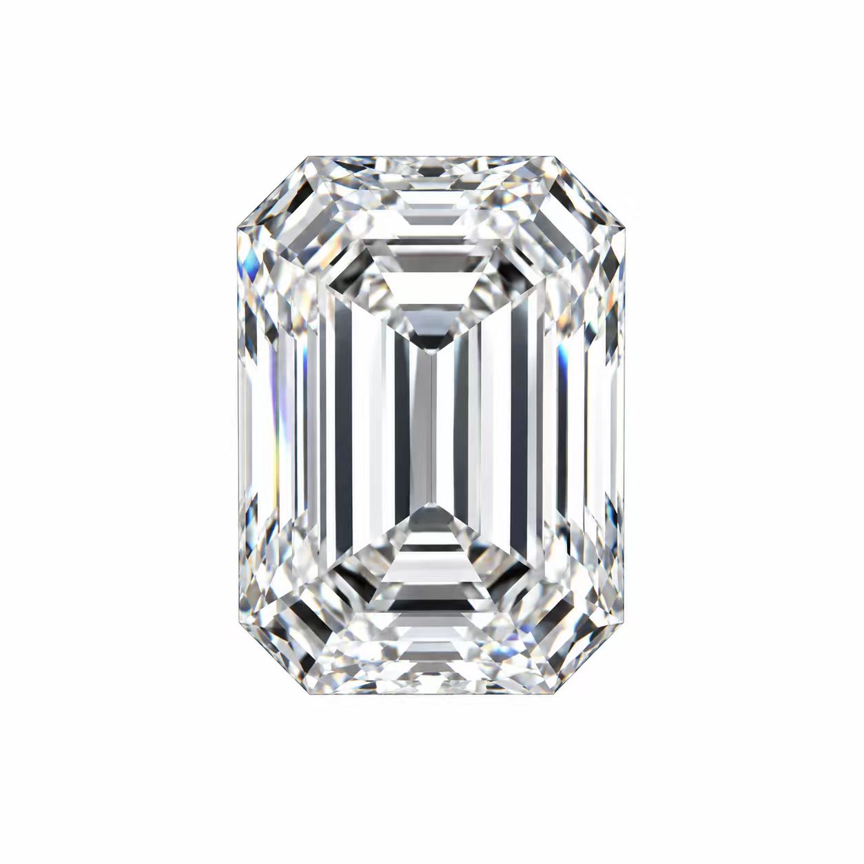 Emerald shape showing its geometric step facets