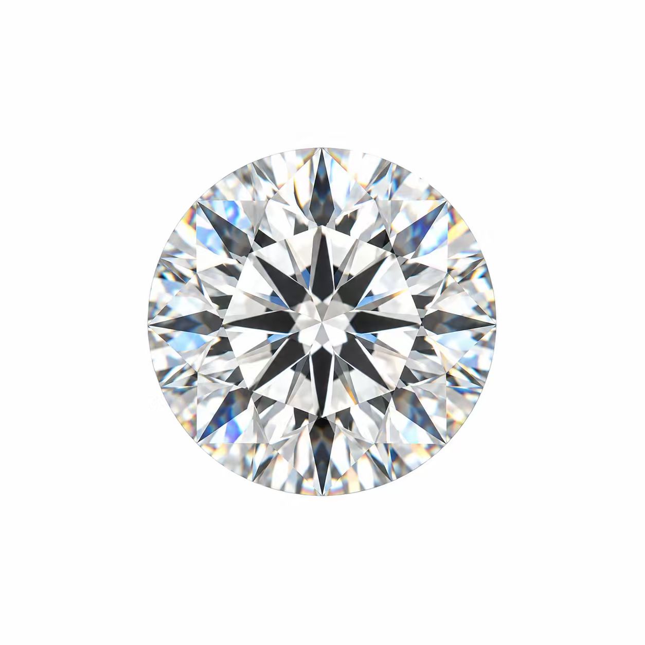 Round stone with brilliant facets